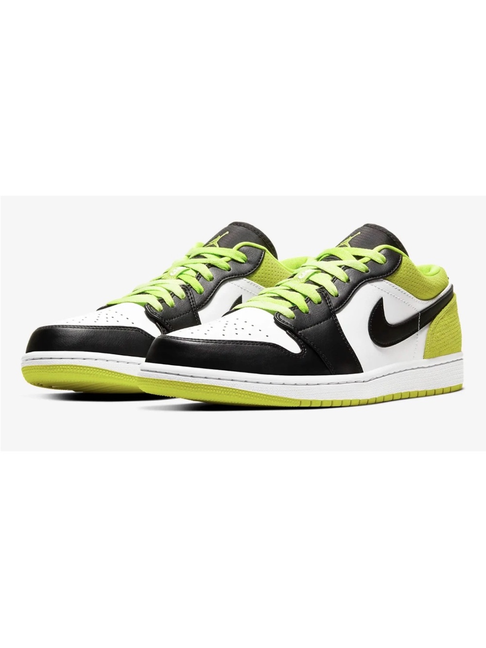 Nike Jordan 1 Low-Top Sneakers in White/Black/Volt, Mens 8/Women’s 9.5